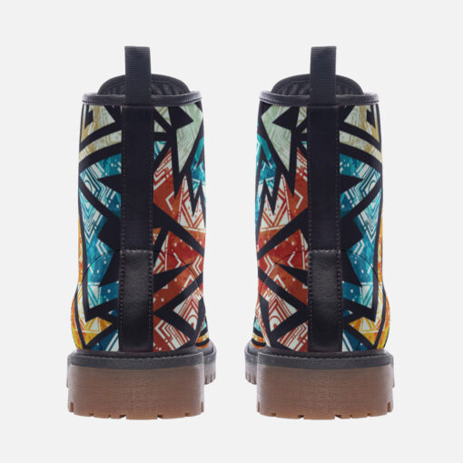 Geometric Pattern Trendy Leather Boots - Image 4