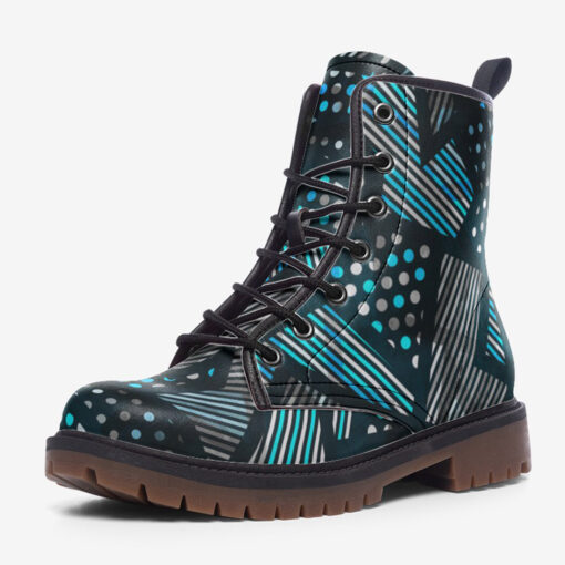 Abstract Cloth Geometric Trendy Leather Boots - Image 3