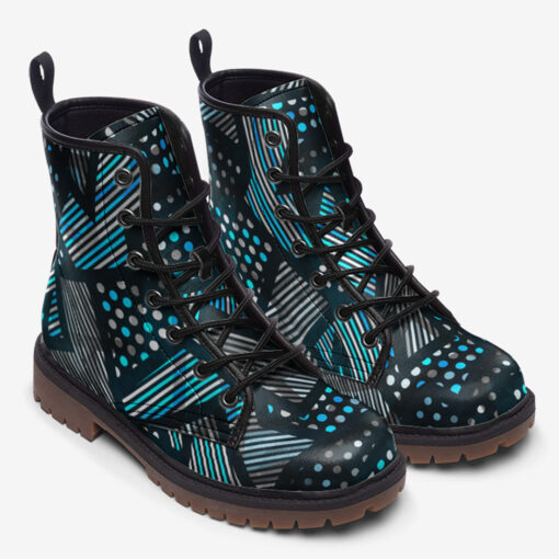 Abstract Cloth Geometric Trendy Leather Boots - Image 2