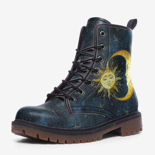 Antique Sun Crescent Moon Trendy Leather Boots - Image 3