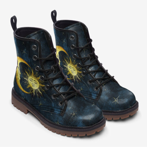 Antique Sun Crescent Moon Trendy Leather Boots - Image 2