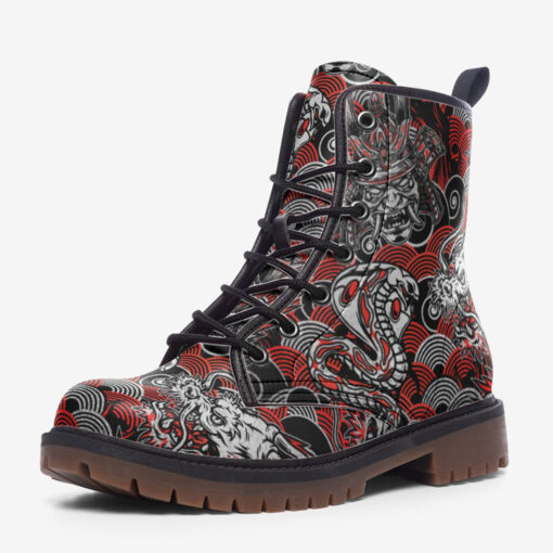 Fantasy Dragon Samurai Snake Trendy Leather Boots - Image 3