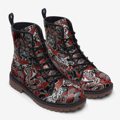 Fantasy Dragon Samurai Snake Trendy Leather Boots - Image 2