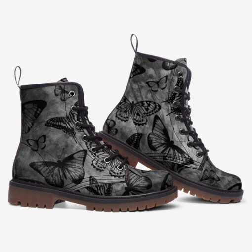 Black Butterflies Trendy Leather Boots