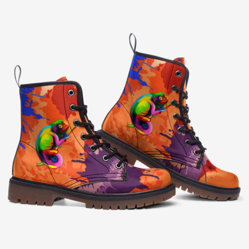 Multicolored Chameleon Trendy Leather Boots