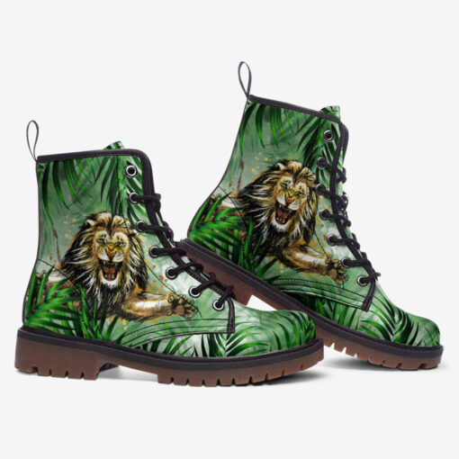 Lion Jumping from Jungle Trendy Leather Boots