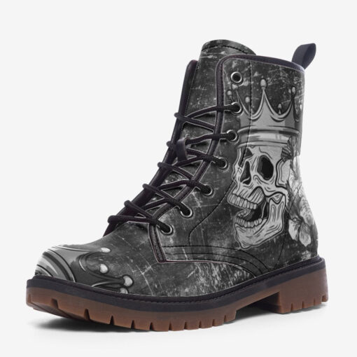 Skull with Crown Trendy Leather Boots - Image 3