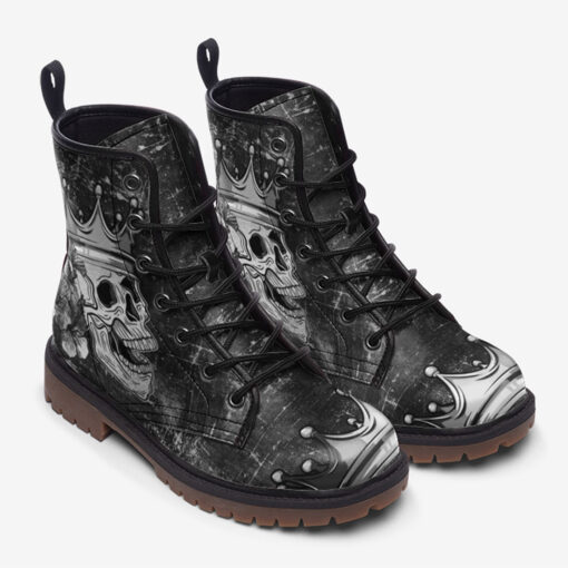 Skull with Crown Trendy Leather Boots - Image 2