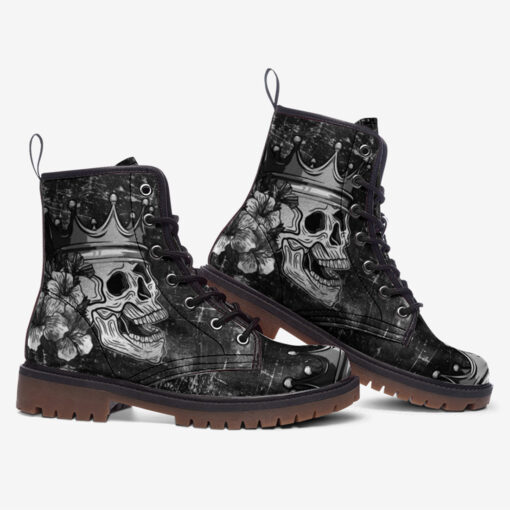 Skull with Crown Trendy Leather Boots