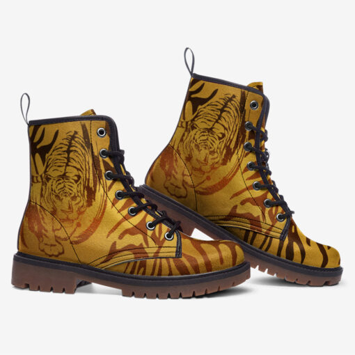 Golden Painting Tiger Trendy Leather Boots