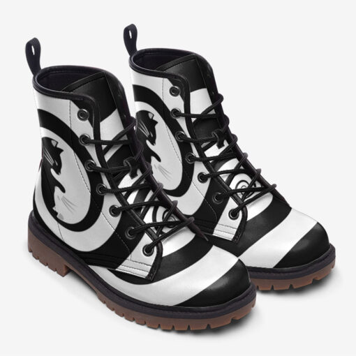 Yin Yang Cats Spiral Trendy Leather Boots - Image 2