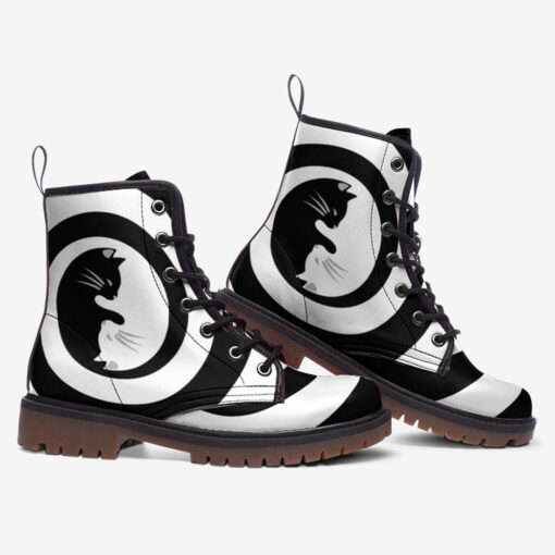 Yin Yang Cats Spiral Trendy Leather Boots