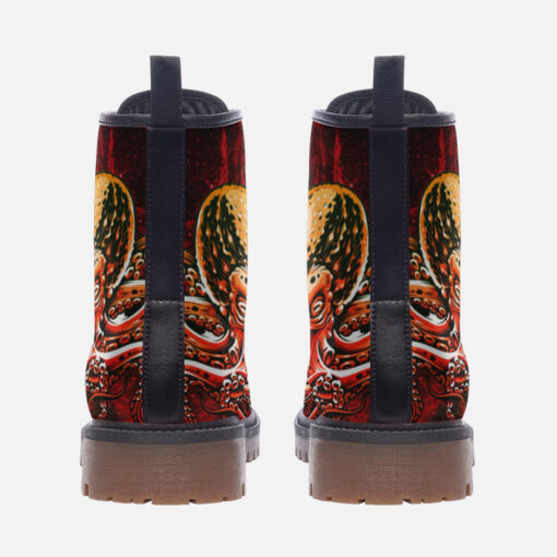 Red Octopus Tentacles Trendy Leather Boots - Image 4