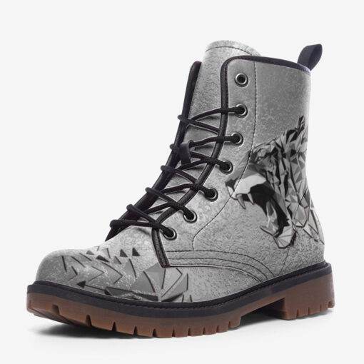 Silver Tiger Polygons Trendy Leather Boots - Image 3