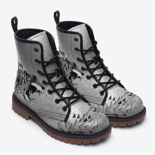 Silver Tiger Polygons Trendy Leather Boots - Image 2