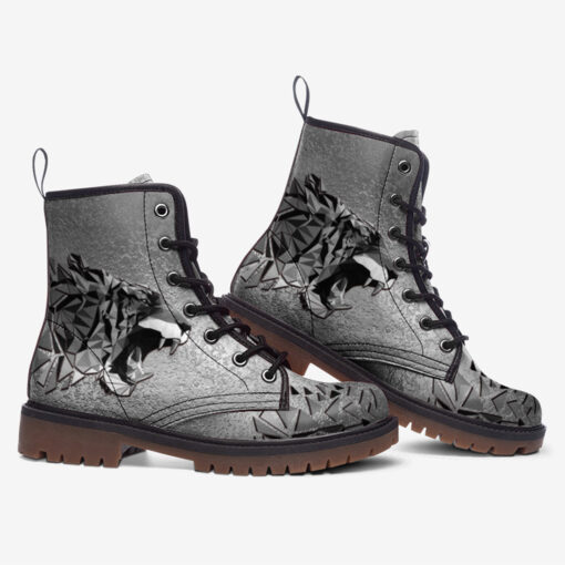 Silver Tiger Polygons Trendy Leather Boots