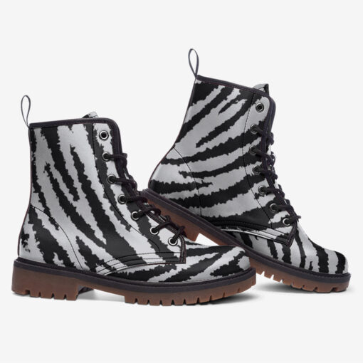 Gray Zebra Camouflage Trendy Leather Boots