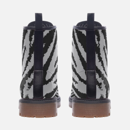 Gray Zebra Camouflage Trendy Leather Boots - Image 4