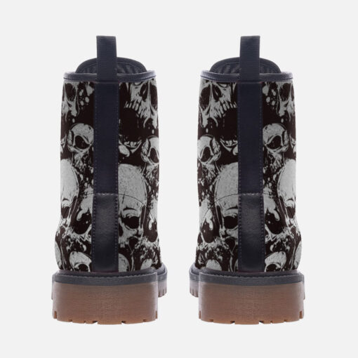 Silver Grunge Skulls Trendy Leather Boots - Image 4