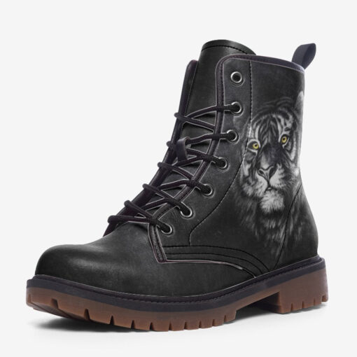 Tiger Head Portrait Trendy Leather Boots - Image 3