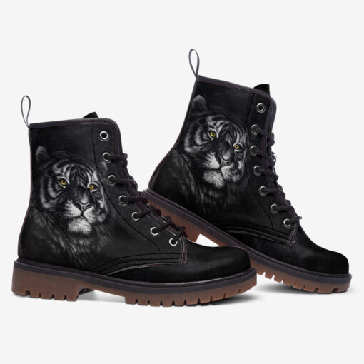 Tiger Head Portrait Trendy Leather Boots