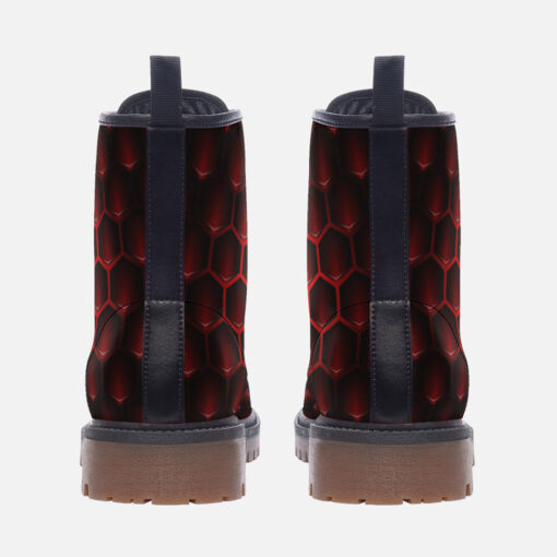 3D Red Hexagons Trendy Leather Boots - Image 4