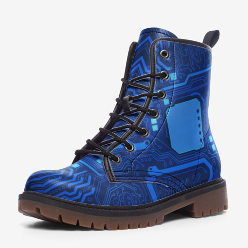 Computer Circuit Board Trendy Leather Boots - Image 3