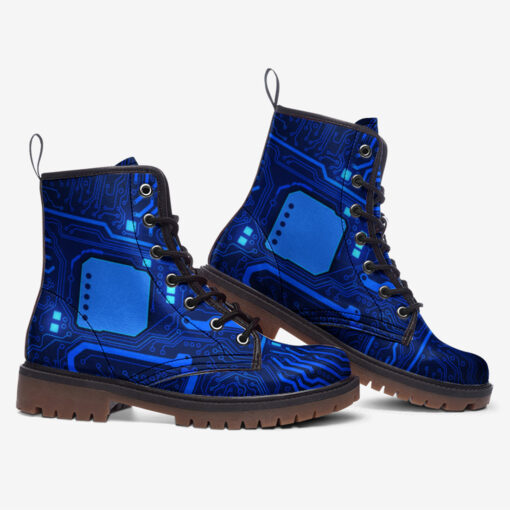 Computer Circuit Board Trendy Leather Boots