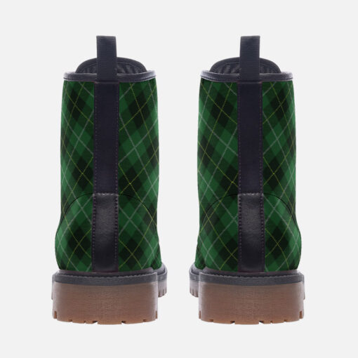 Green Tartan Plaid Trendy Leather Boots - Image 4