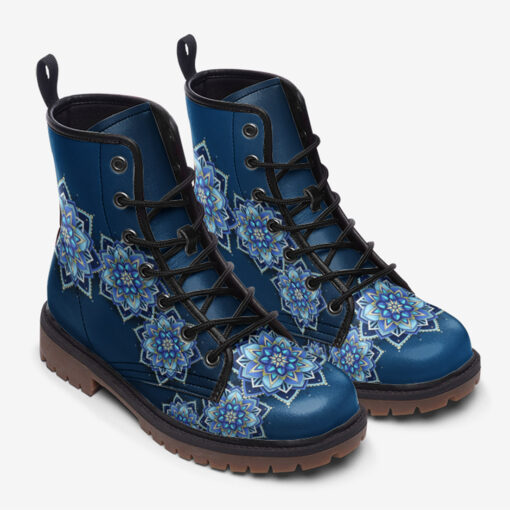 Blue Mandala Trendy Leather Boots - Image 2