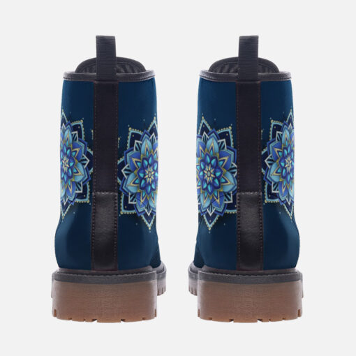 Blue Mandala Trendy Leather Boots - Image 4