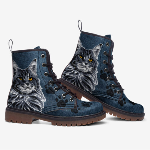 Maine Coon Cat Trendy Leather Boots