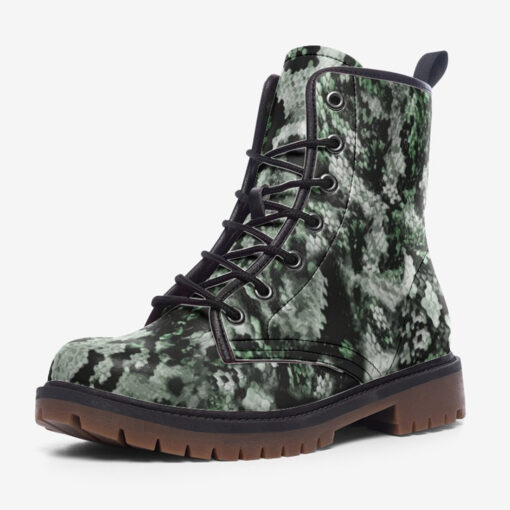 Snake Skin Texture Green Trendy Leather Boots - Image 3