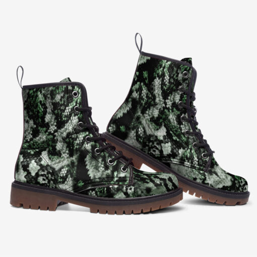 Snake Skin Texture Green Trendy Leather Boots