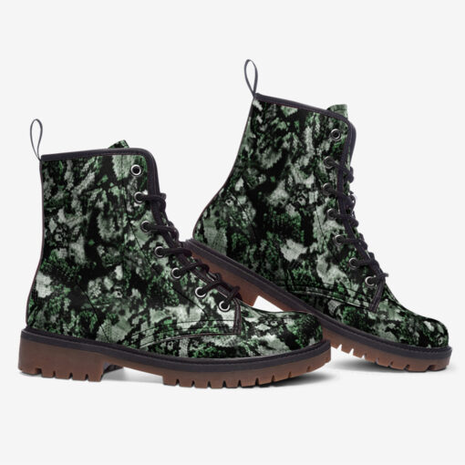 Snake Skin Texture Green Trendy Leather Boots