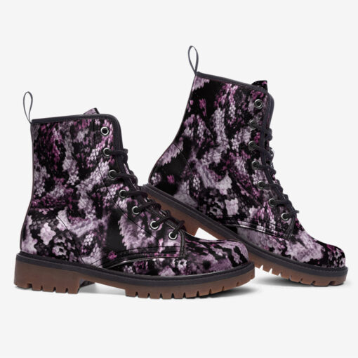 Snake Skin Texture Purple Trendy Leather Boots