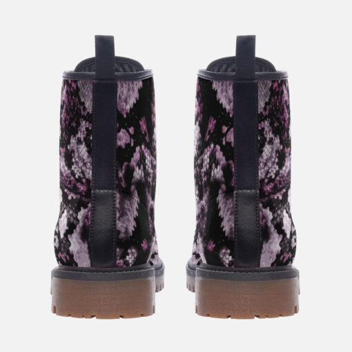 Snake Skin Texture Purple Trendy Leather Boots - Image 4