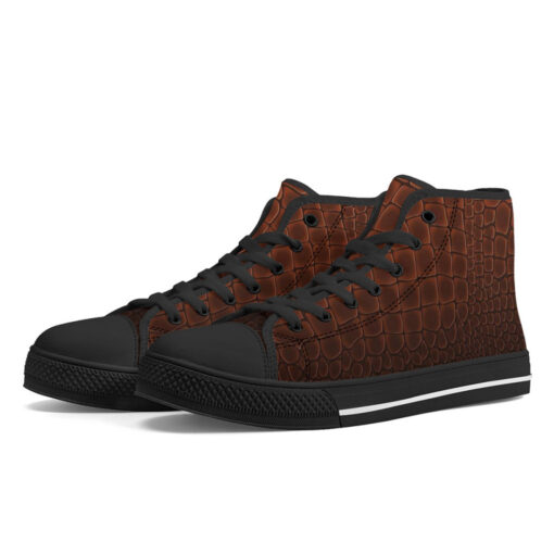 Brown Alligator Pattern High-Top Shoes - Image 2