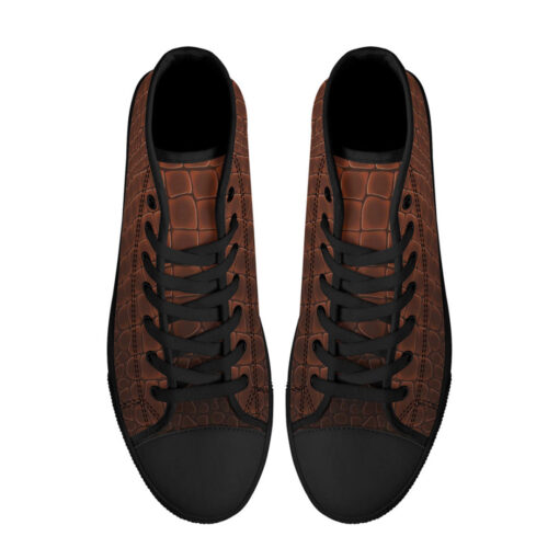 Brown Alligator Pattern High-Top Shoes - Image 3