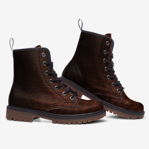 Brown Alligator Pattern Trendy Leather Boots