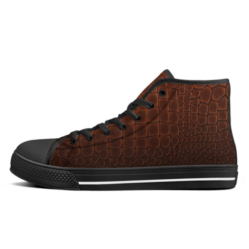 Brown Alligator Pattern High-Top Shoes - Image 4