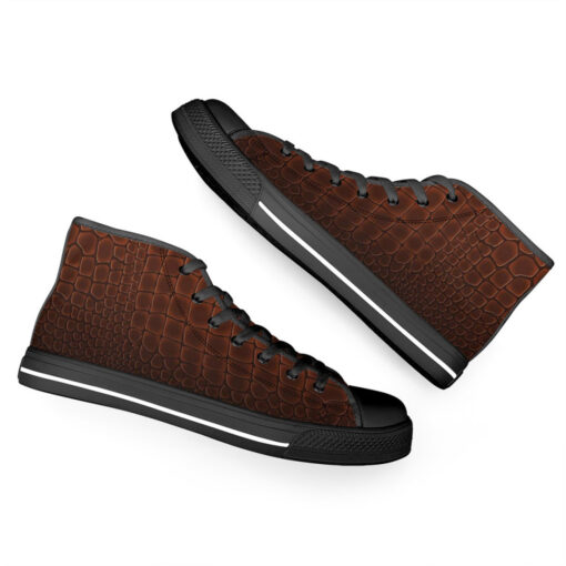 Brown Alligator Pattern High-Top Shoes - Image 6