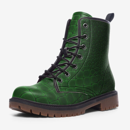 Green Alligator Pattern Trendy Leather Boots - Image 3