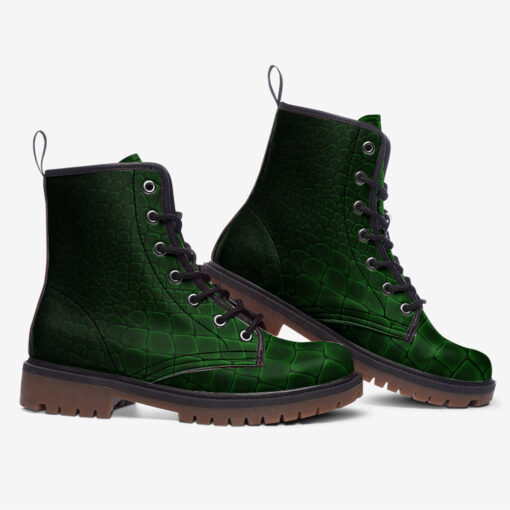 Green Alligator Pattern Trendy Leather Boots