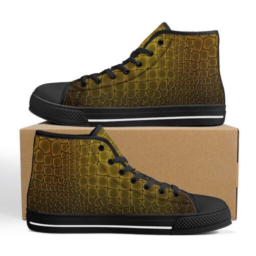 Golden Alligator Pattern High-Top Shoes