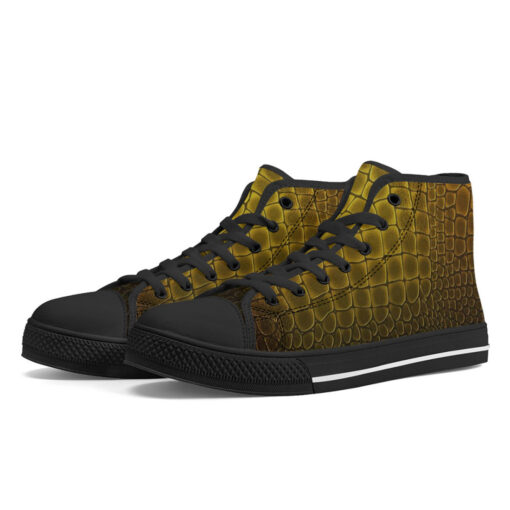 Golden Alligator Pattern High-Top Shoes - Image 2