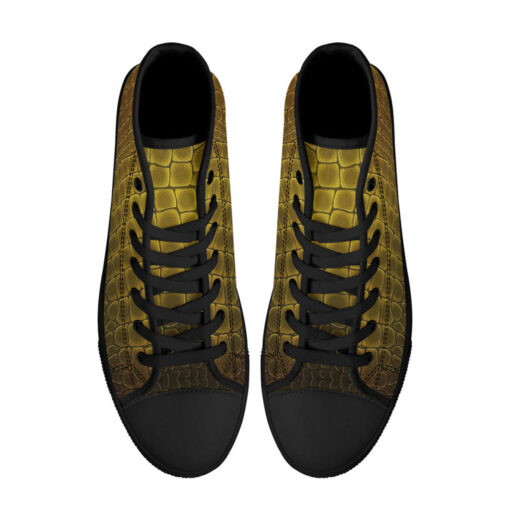 Golden Alligator Pattern High-Top Shoes - Image 3