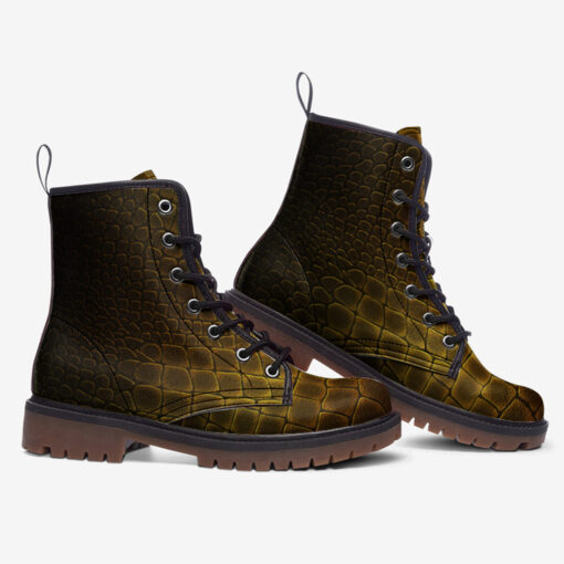 Golden Alligator Pattern Trendy Leather Boots