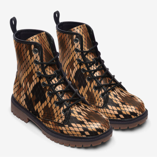 Snake Skin Texture Trendy Leather Boots - Image 2