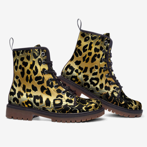 Golden Leopard Texture Trendy Leather Boots